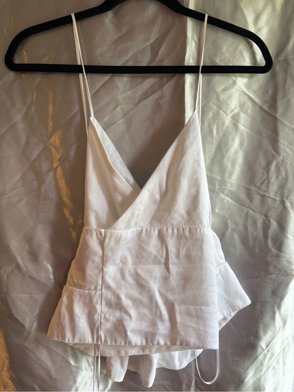 Express White Spaghetti Strap Peplum Wrap Top Size XL